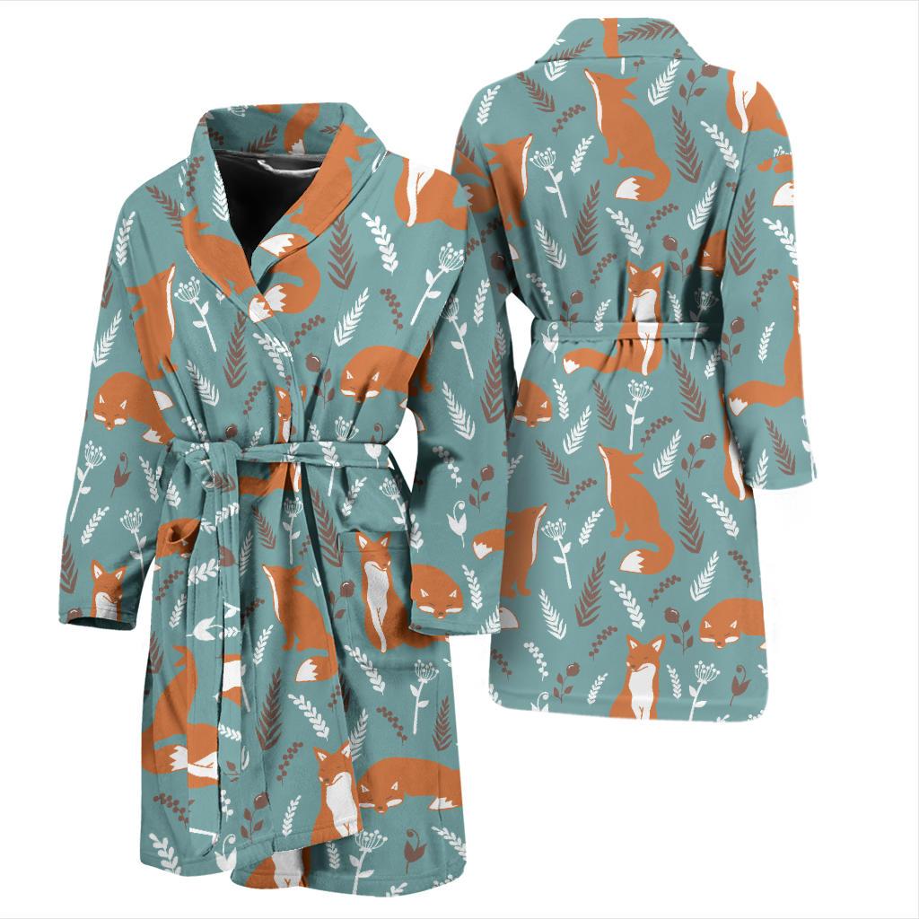 Fox Forest Print Pattern Men Bath Robe-JTAMIGO.COM
