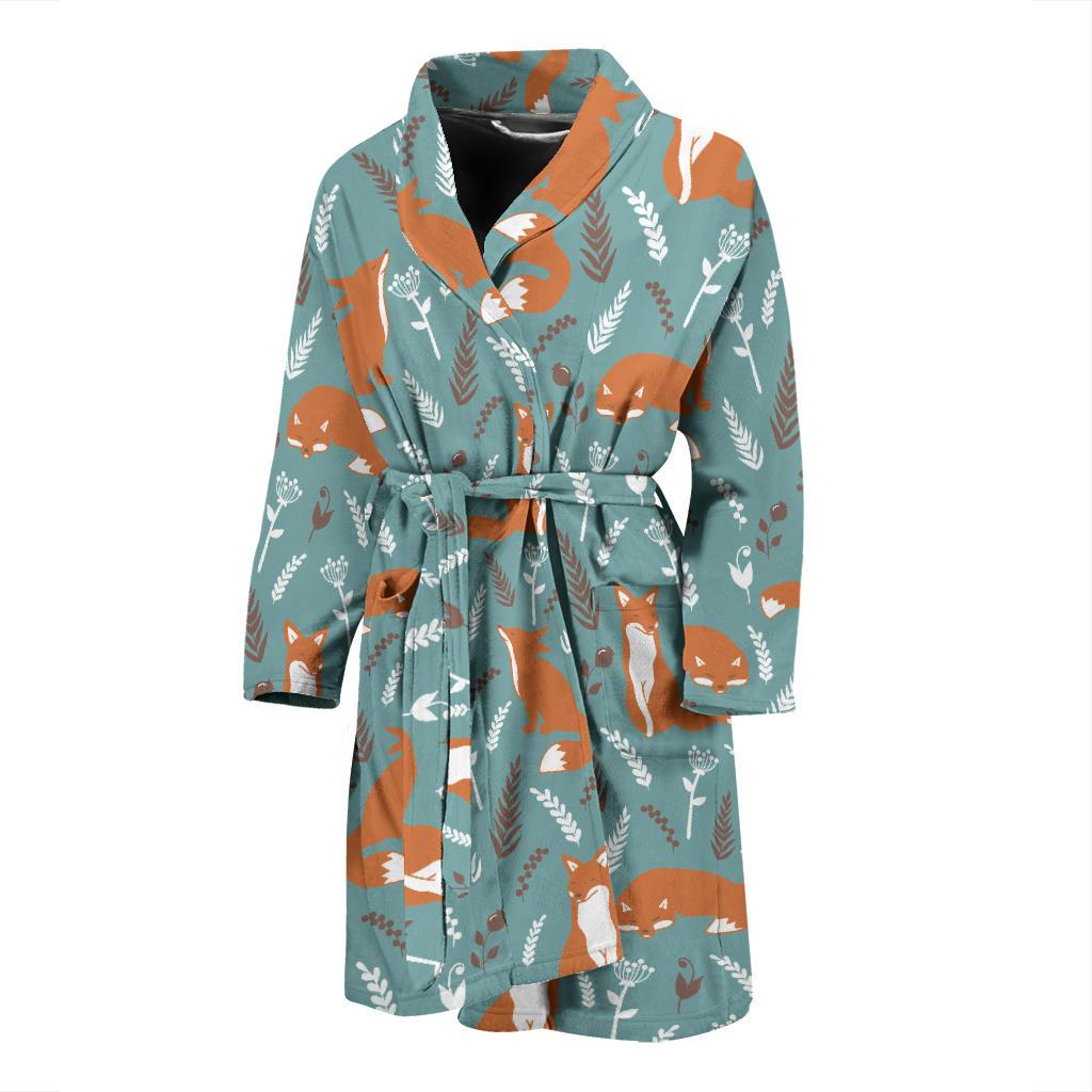 Fox Forest Print Pattern Men Bath Robe-JTAMIGO.COM