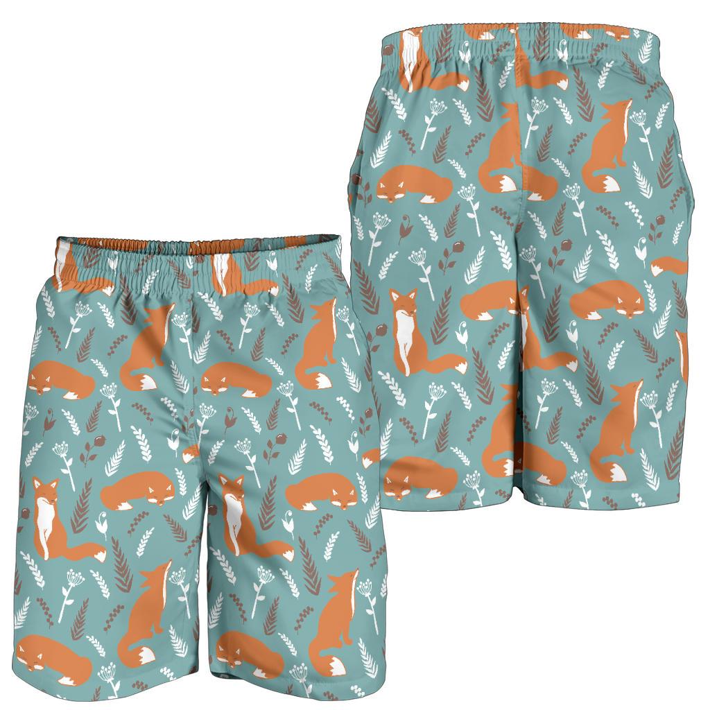 Fox Forest Print Pattern Mens Shorts-JTAMIGO.COM