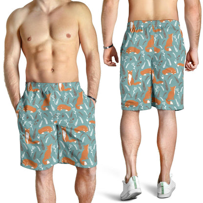 Fox Forest Print Pattern Mens Shorts-JTAMIGO.COM