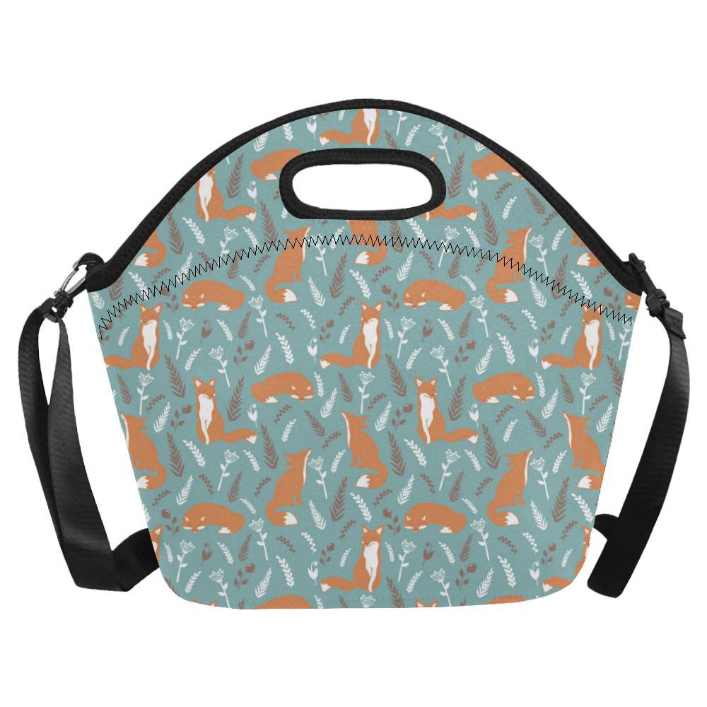 Fox Forest Print Pattern Neoprene Lunch Bag (Model 1669)(Large)-JTAMIGO.COM