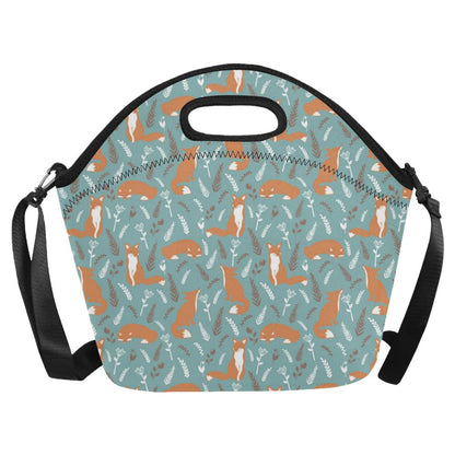 Fox Forest Print Pattern Neoprene Lunch Bag (Model 1669)(Large)-JTAMIGO.COM