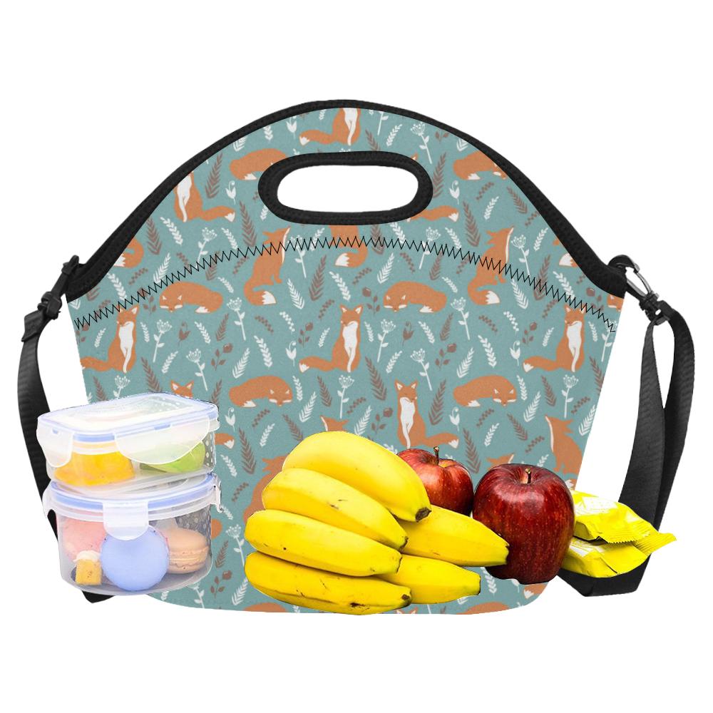 Fox Forest Print Pattern Neoprene Lunch Bag (Model 1669)(Large)-JTAMIGO.COM