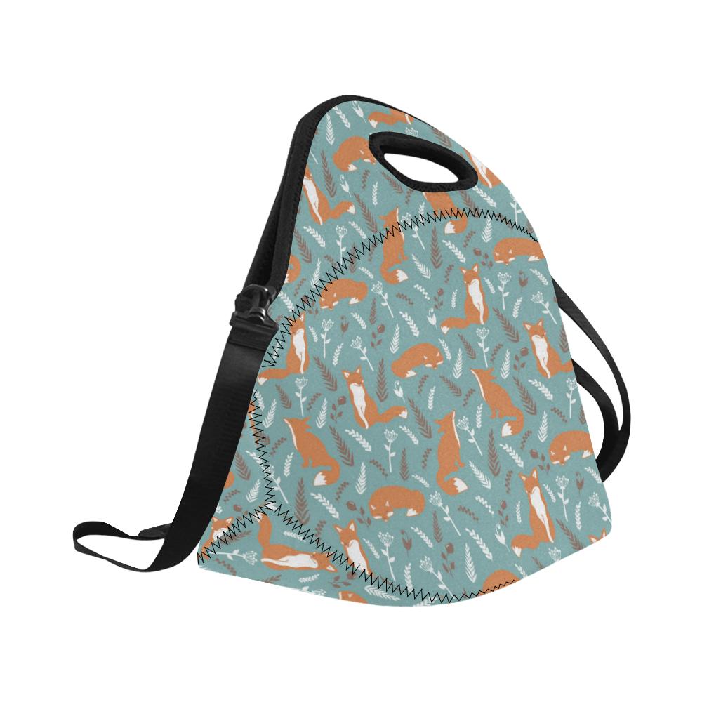 Fox Forest Print Pattern Neoprene Lunch Bag (Model 1669)(Large)-JTAMIGO.COM