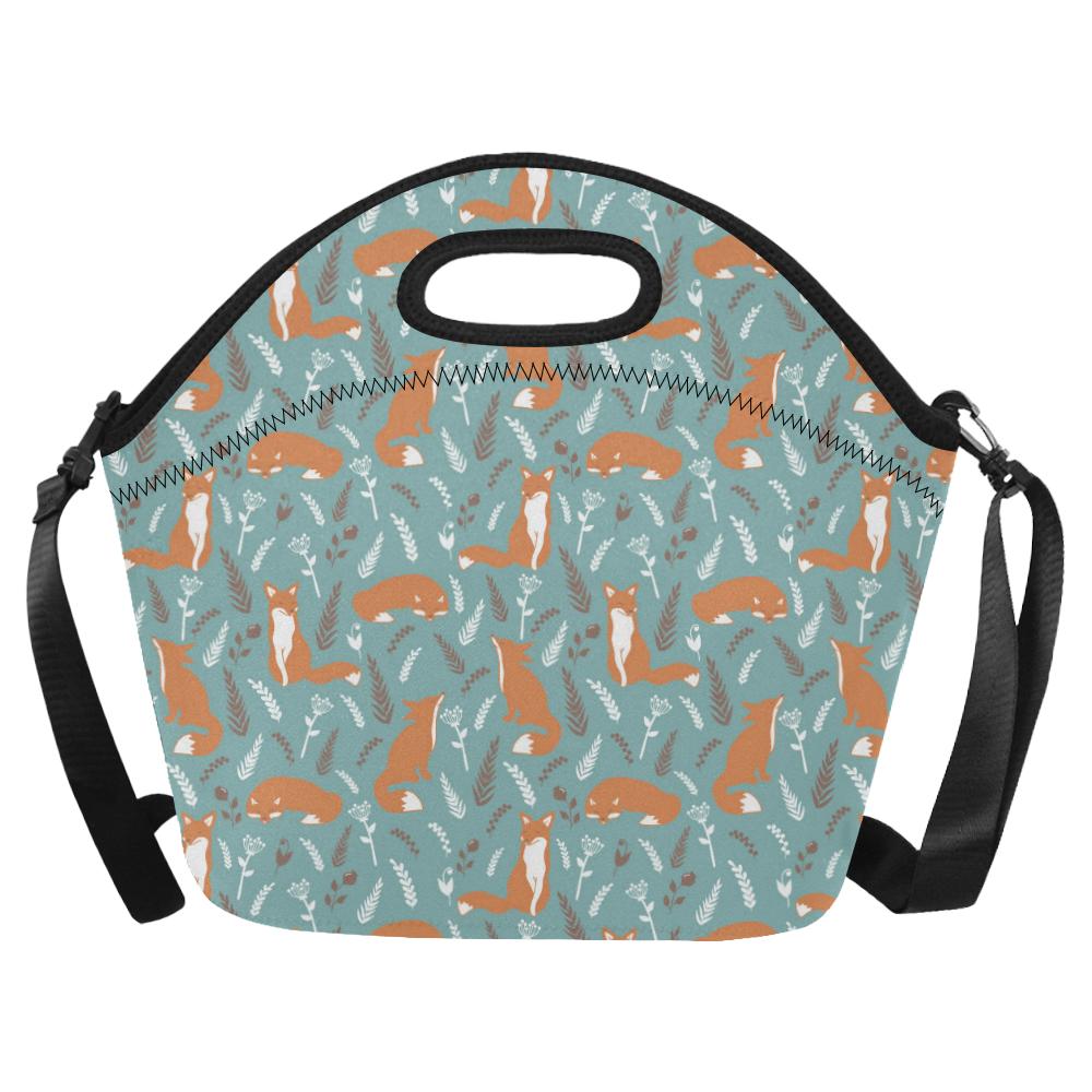 Fox Forest Print Pattern Neoprene Lunch Bag (Model 1669)(Large)-JTAMIGO.COM