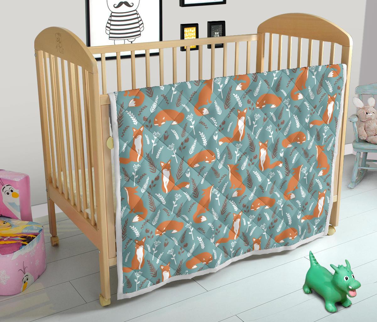 Fox Forest Print Pattern Premium Quilt-JTAMIGO.COM