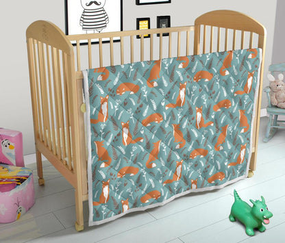 Fox Forest Print Pattern Premium Quilt-JTAMIGO.COM