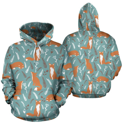 Fox Forest Print Pattern Pullover Hoodie
