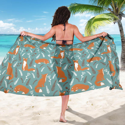 Fox Forest Print Pattern Sarong Pareo Wrap