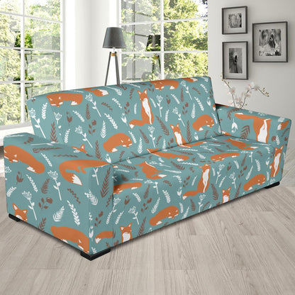 Fox Forest Print Pattern Sofa Slipcover-JTAMIGO.COM