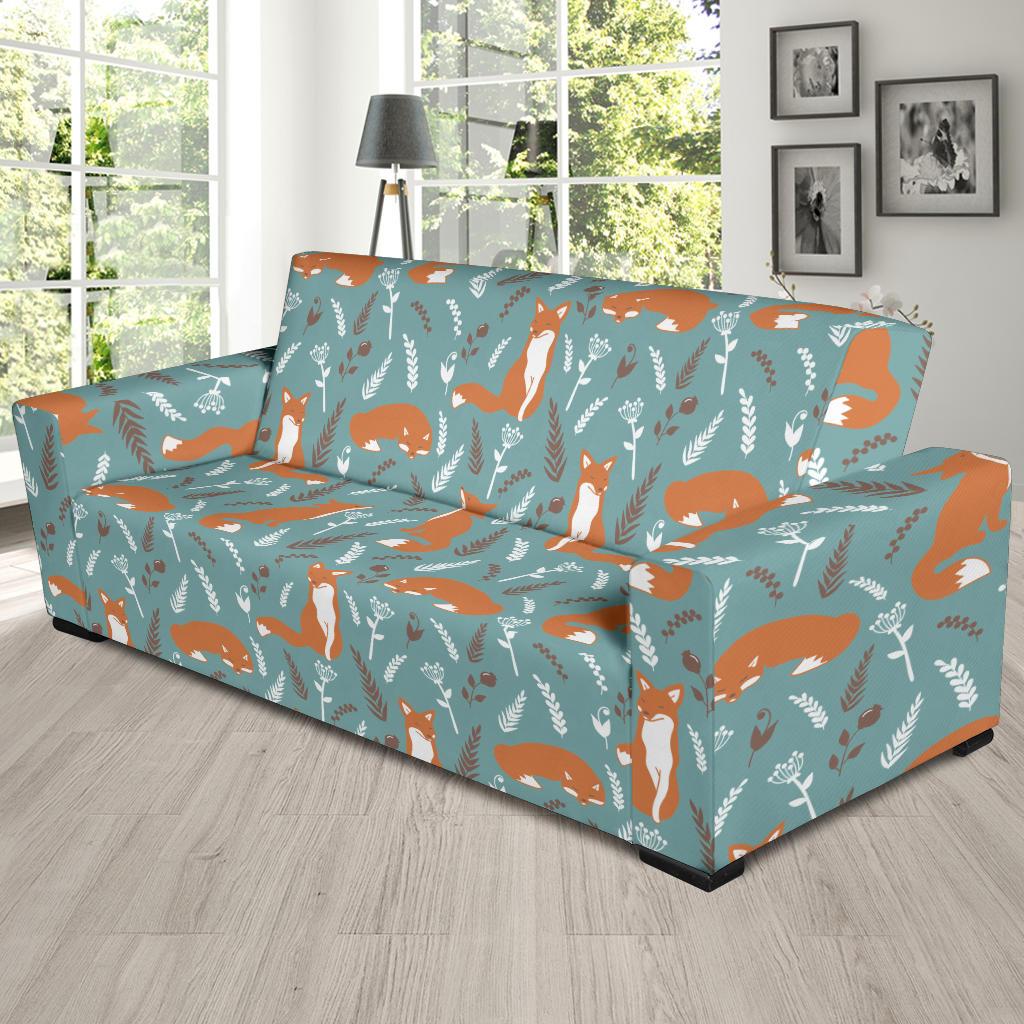 Fox Forest Print Pattern Sofa Slipcover-JTAMIGO.COM