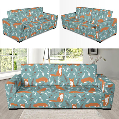 Fox Forest Print Pattern Sofa Slipcover-JTAMIGO.COM