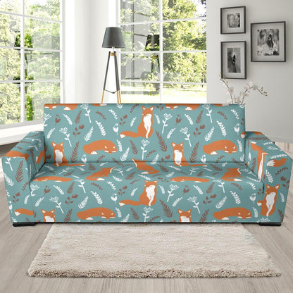 Fox Forest Print Pattern Sofa Slipcover-JTAMIGO.COM