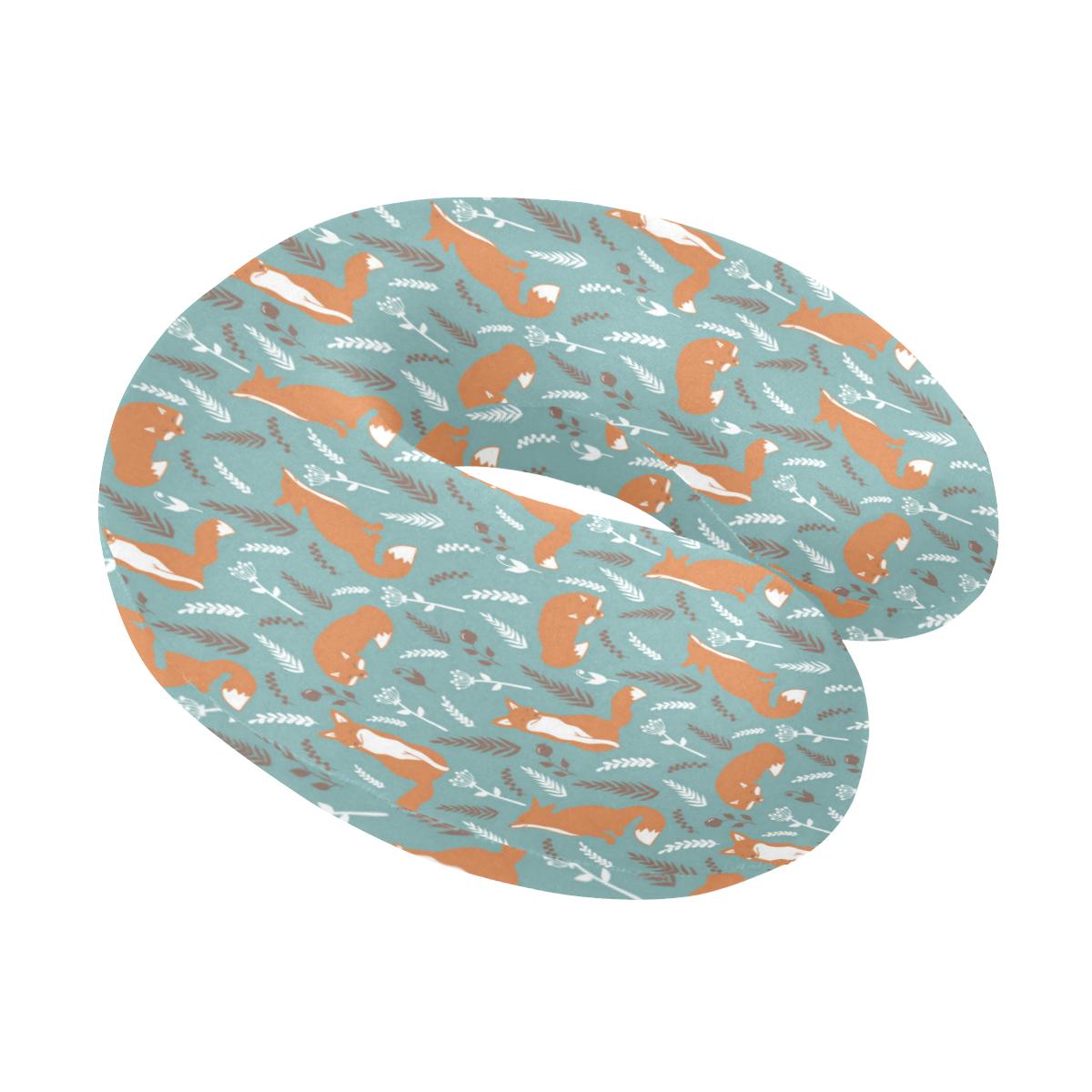 Fox Forest Print Pattern U-Shaped Travel Neck Pillow-JTAMIGO.COM