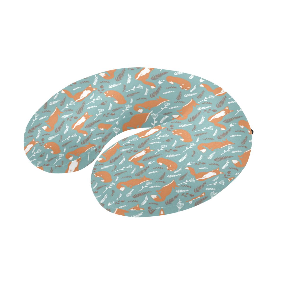 Fox Forest Print Pattern U-Shaped Travel Neck Pillow-JTAMIGO.COM