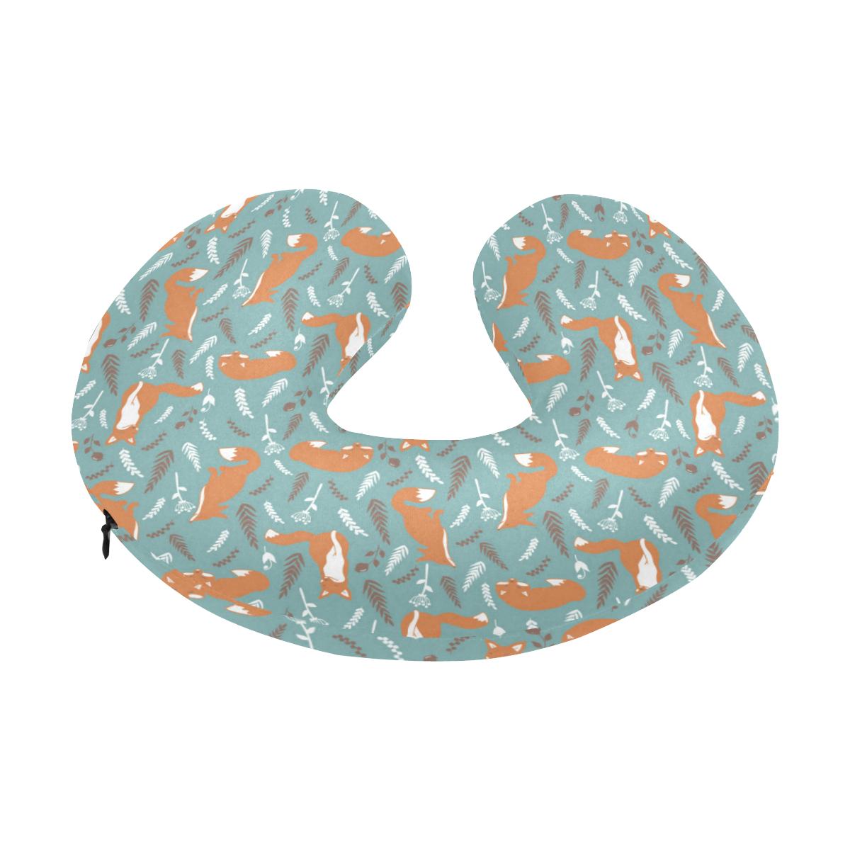 Fox Forest Print Pattern U-Shaped Travel Neck Pillow-JTAMIGO.COM
