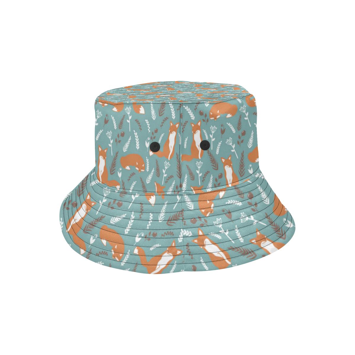 Fox Forest Print Pattern Unisex Bucket Hat