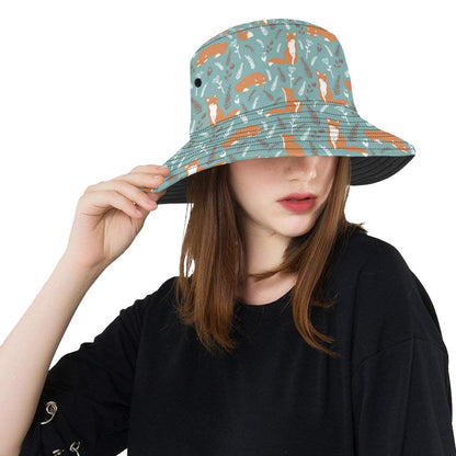 Fox Forest Print Pattern Unisex Bucket Hat