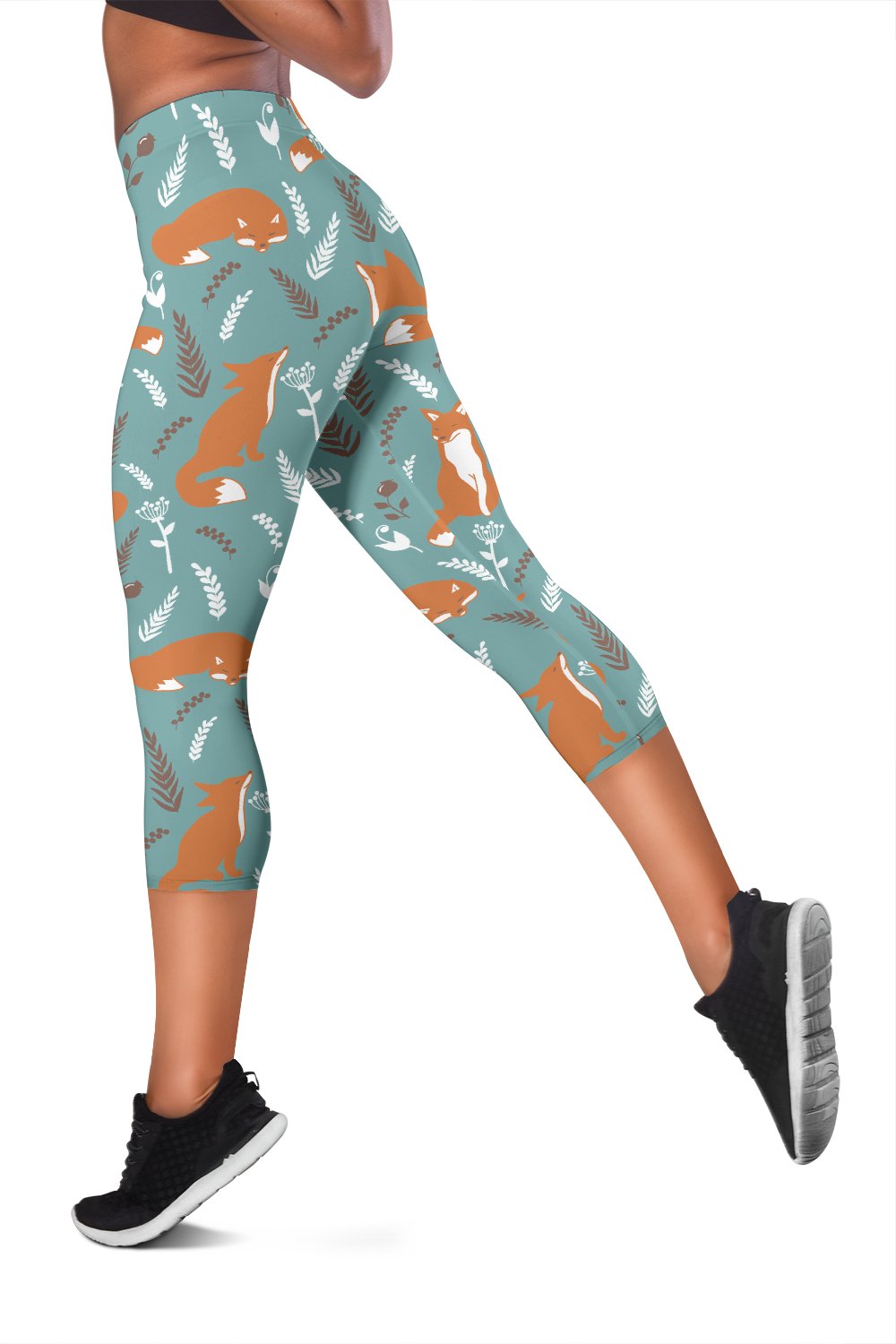 Fox Forest Print Pattern Women Capris