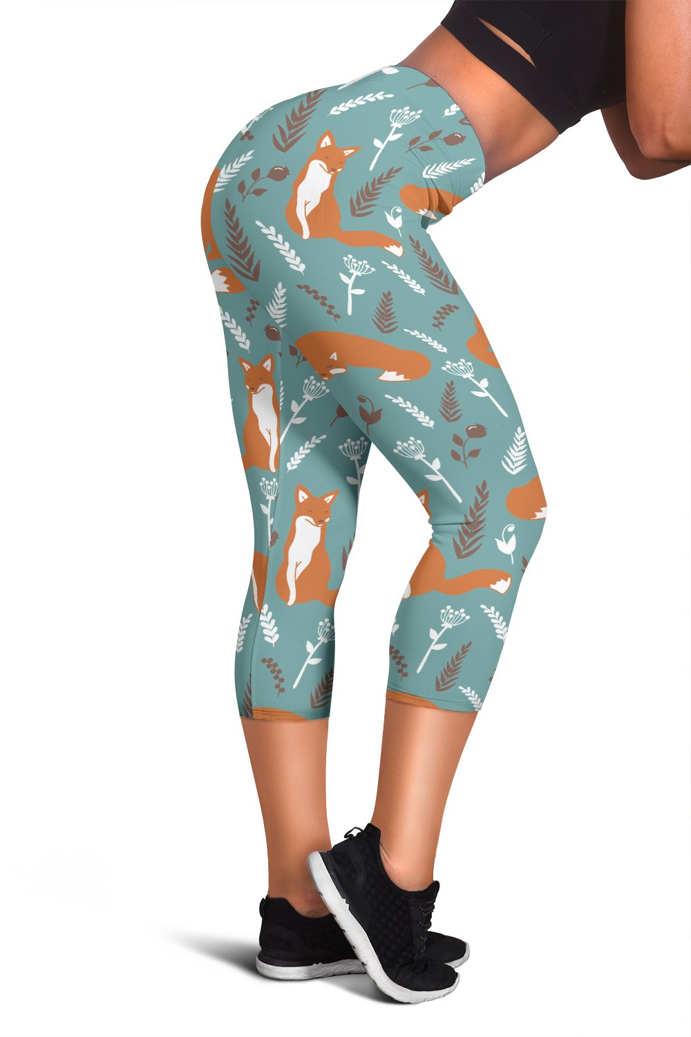 Fox Forest Print Pattern Women Capris