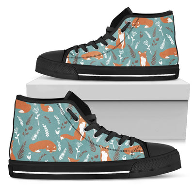 Fox Forest Print Pattern Women High Top Shoes