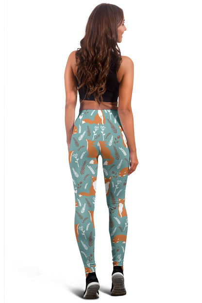 Fox Forest Print Pattern Women Leggings
