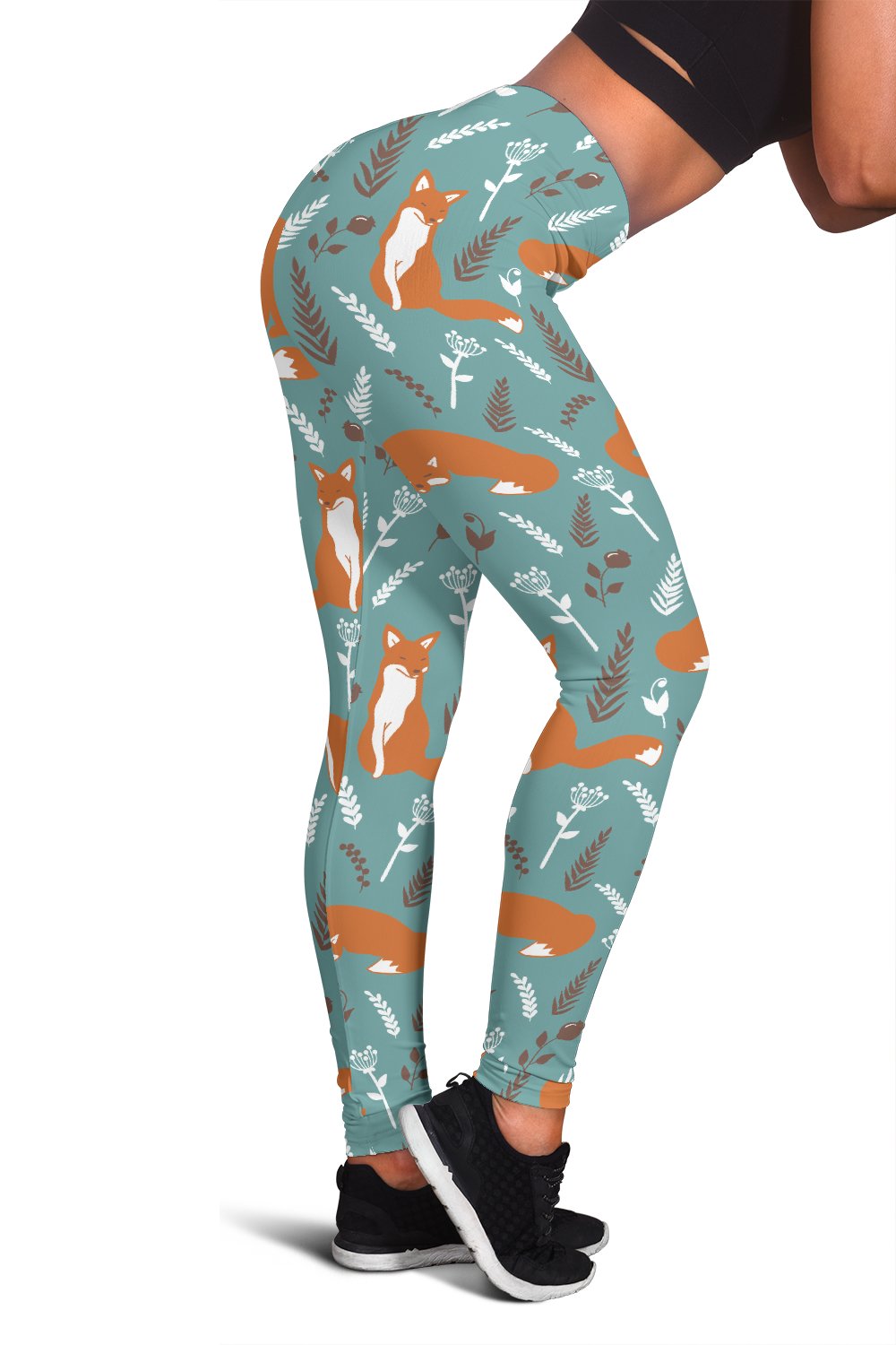 Fox Forest Print Pattern Women Leggings
