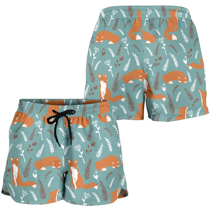 Fox Forest Print Pattern Women Shorts-JTAMIGO.COM