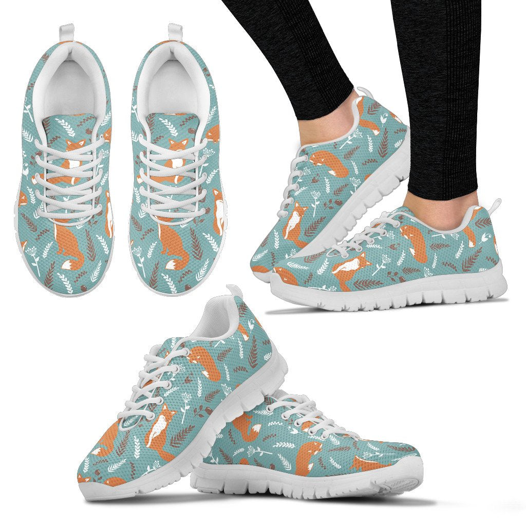 Fox Forest Print Pattern Women Sneakers Shoes
