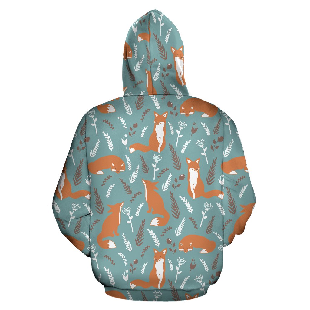 Fox Forest Print Pattern Zip Up Hoodie