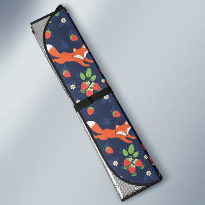 Fox Strawberry Print Pattern Car Sun Shade For Windshield