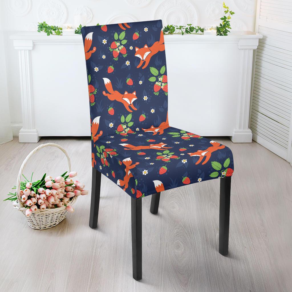 Fox Strawberry Print Pattern Dinning Chair Slipper-JTAMIGO.COM