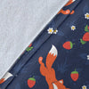 Fox Strawberry Print Pattern Fleece Blanket