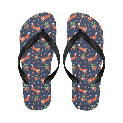 Fox Strawberry Print Pattern Flip Flops-JTAMIGO.COM