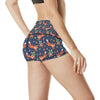 Fox Strawberry Print Pattern High Waisted Spandex Shorts-JTAMIGO.COM