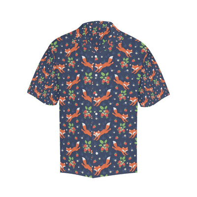 Fox Strawberry Print Pattern Men Aloha Hawaiian Shirt