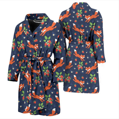 Fox Strawberry Print Pattern Men Bath Robe-JTAMIGO.COM