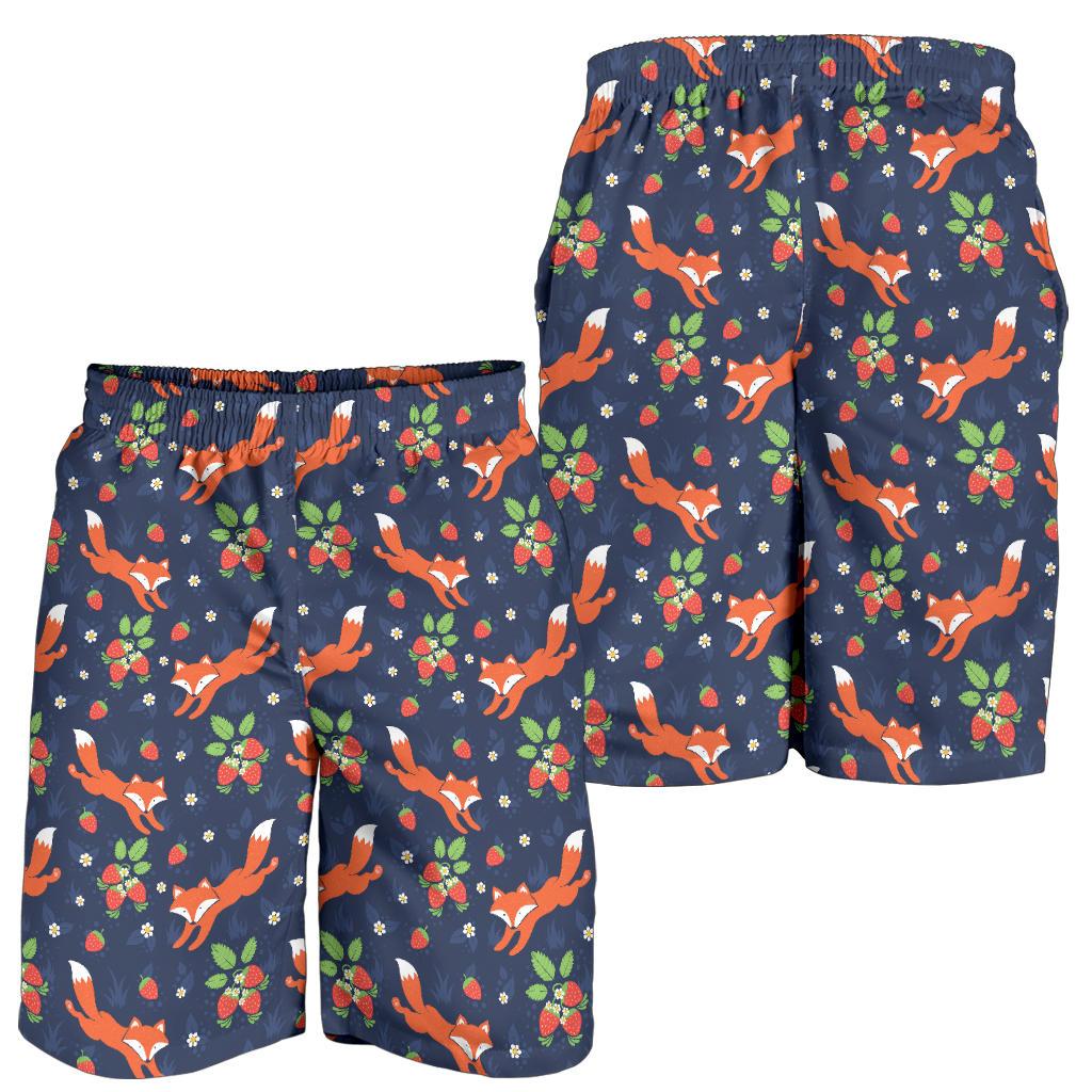 Fox Strawberry Print Pattern Mens Shorts-JTAMIGO.COM
