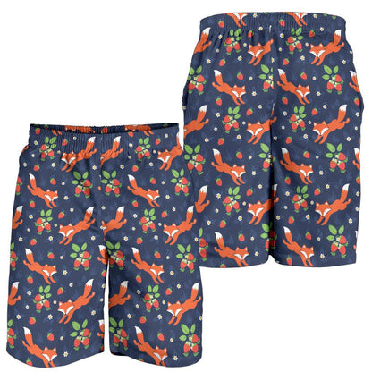 Fox Strawberry Print Pattern Mens Shorts-JTAMIGO.COM