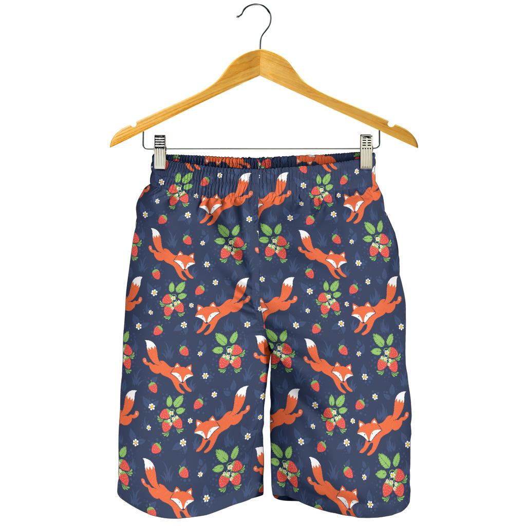 Fox Strawberry Print Pattern Mens Shorts-JTAMIGO.COM