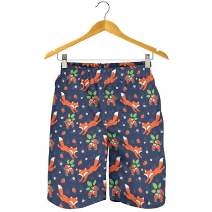 Fox Strawberry Print Pattern Mens Shorts-JTAMIGO.COM