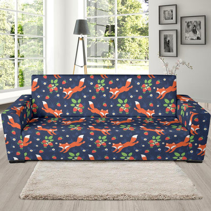 Fox Strawberry Print Pattern Sofa Slipcover-JTAMIGO.COM