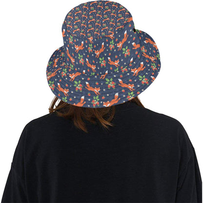 Fox Strawberry Print Pattern Unisex Bucket Hat