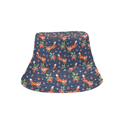 Fox Strawberry Print Pattern Unisex Bucket Hat