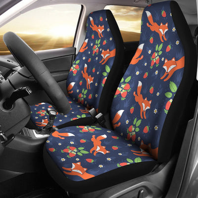 Fox Strawberry Print Pattern Universal Fit Car Seat Covers