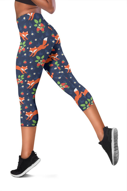 Fox Strawberry Print Pattern Women Capris