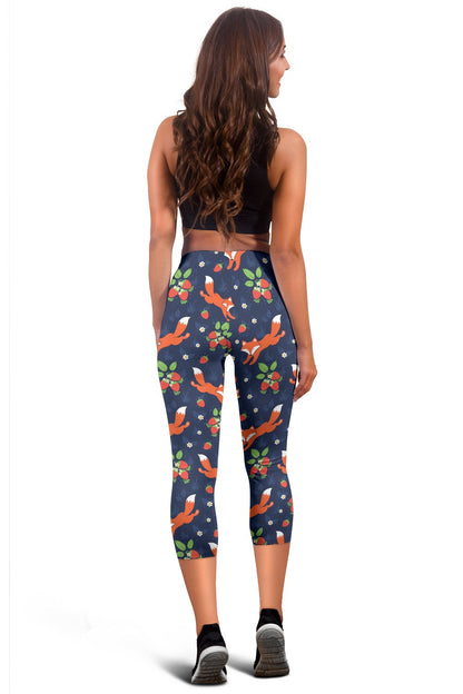 Fox Strawberry Print Pattern Women Capris