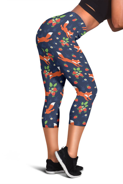 Fox Strawberry Print Pattern Women Capris