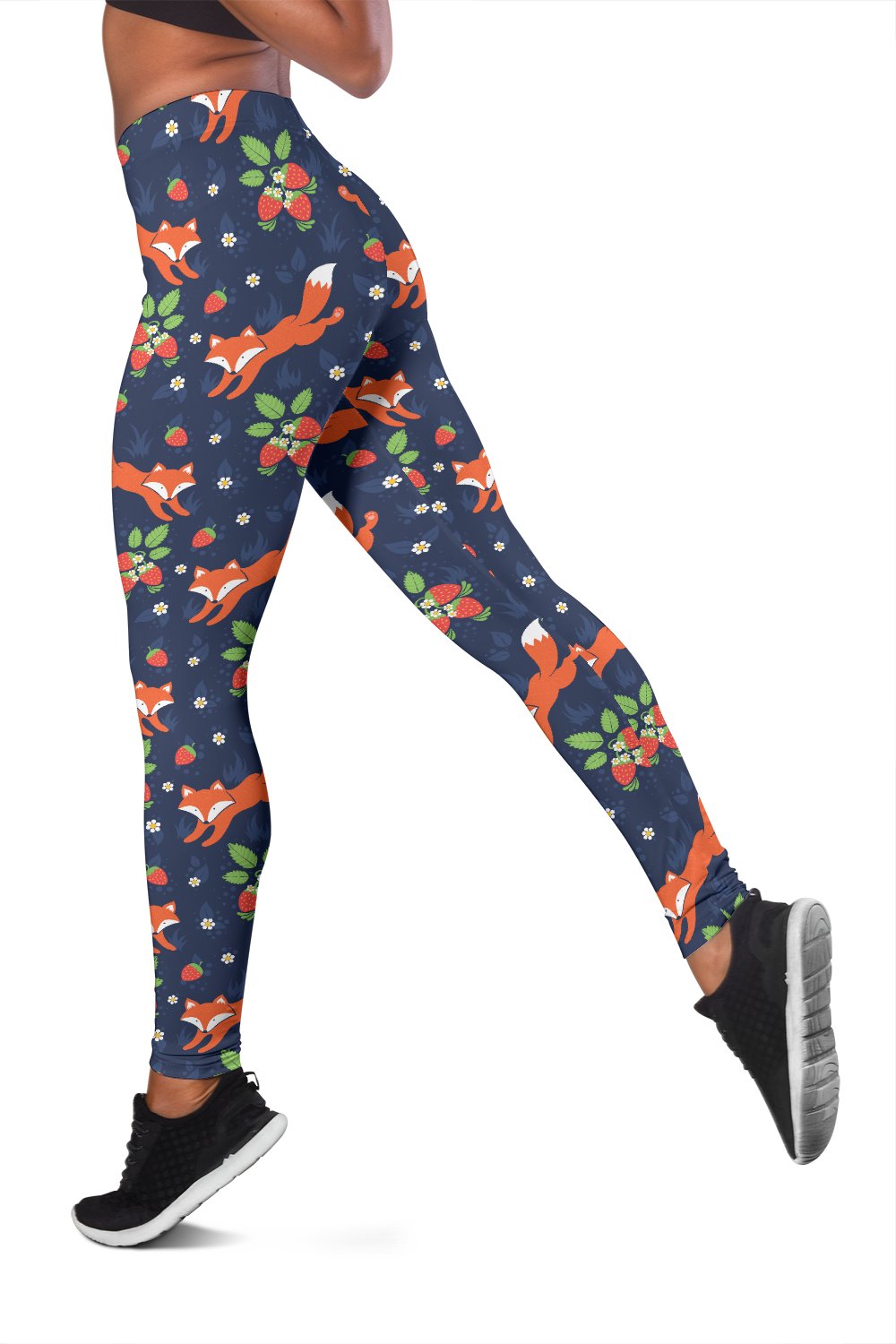 Fox Strawberry Print Pattern Women Leggings