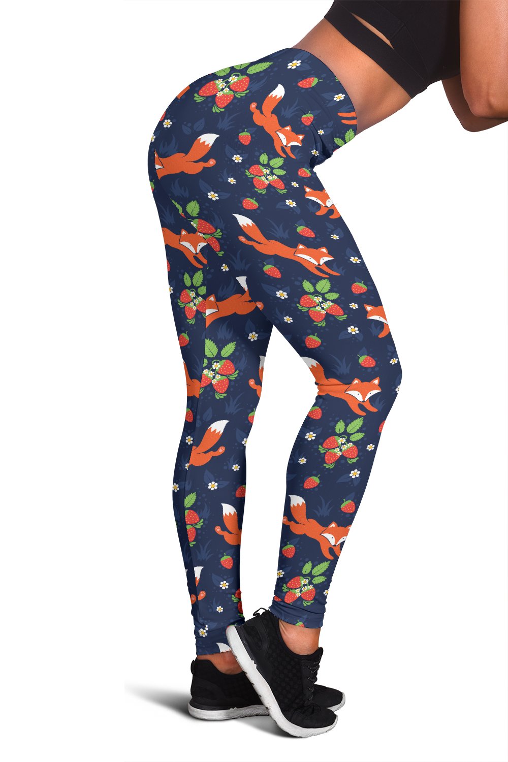 Fox Strawberry Print Pattern Women Leggings